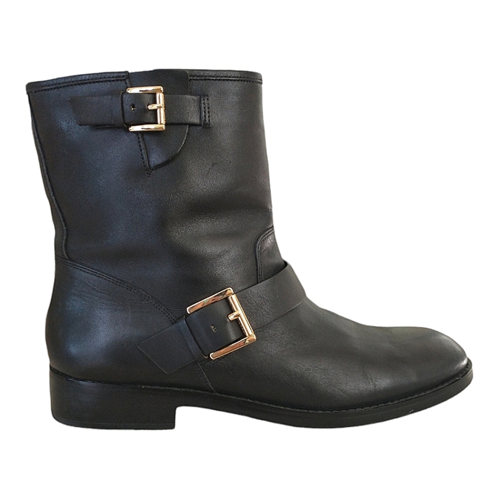 Michael Kors Black Ankle Boots with Gold Buckles